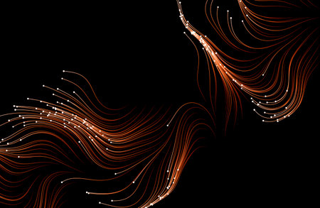 Flowing red particles on black background. Illustration.の写真素材
