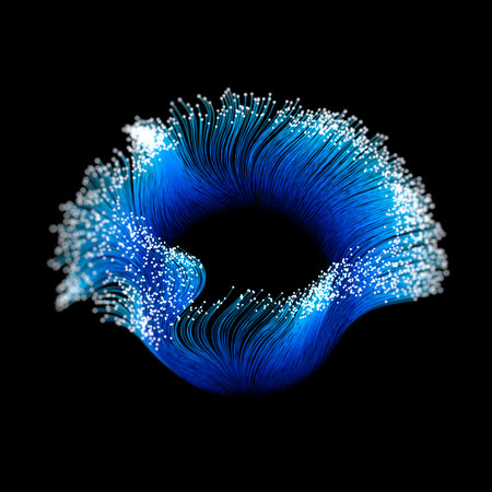 Flowing particles on black background. Illustration.の写真素材
