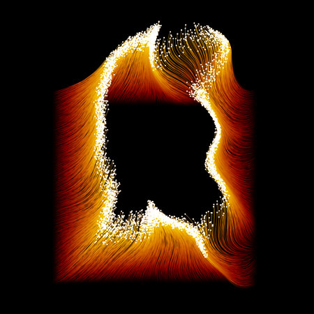 Flowing particles on black background. Illustration.の写真素材