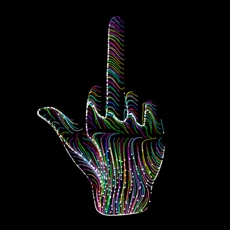 Obscene gesture isolated on black background. Illustration.の写真素材
