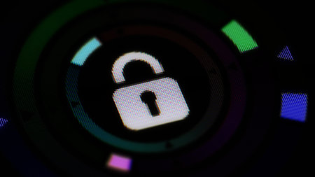 The lock icon in the screen. 3D illustration.の写真素材