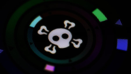 Crossbones icon in the screen. 3D Illustration.の写真素材