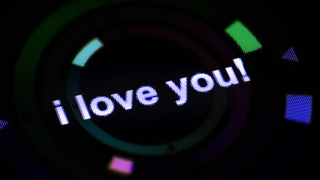 I love you! in the black display. 3D Illustration.の写真素材