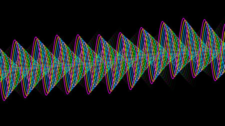 Multicolored line art on black background. Illustration.の写真素材