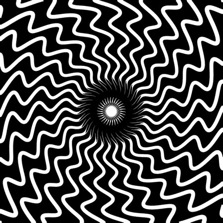 Radial curved lines on black background. Illustration.の写真素材