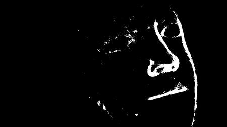 White mask on black background. Illustration.の写真素材