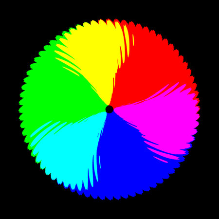 Multi-colored radial lines on black background. Illustration.の写真素材