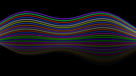Multicolored line art on black background. Illustration.の写真素材