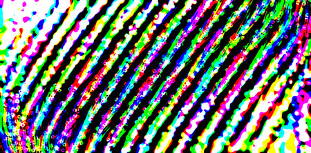 Flowing multicolored particles on black background. Illustration.の写真素材