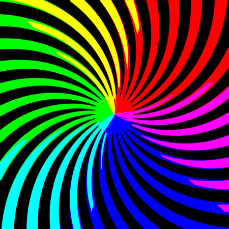 Multi colored spiral on black background. Illustration.の写真素材