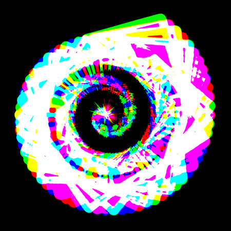 Colored spiral on black background. Illustration.の写真素材