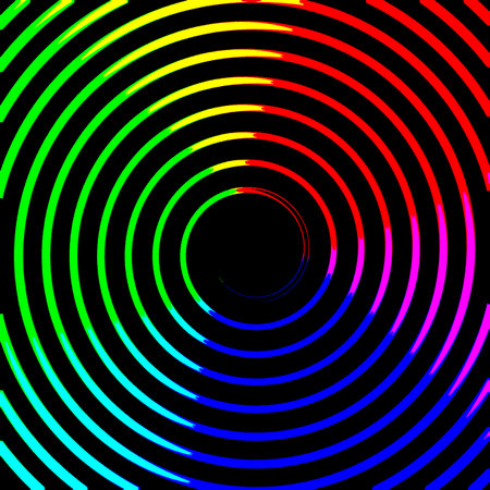 Multi colored spiral on black background. Illustration.の写真素材