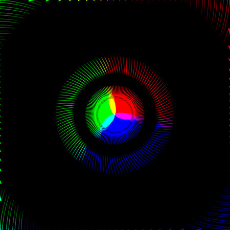 Multi colored spiral on black background. Illustration.の写真素材