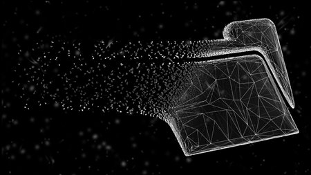Three-dimensional file icon isolated on black abstract background. 3D illustration.の写真素材