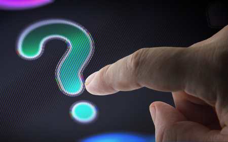 Question mark in the screen.の写真素材