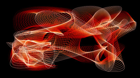 Flying lines on black background. Illustration.の写真素材