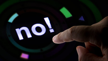 No! in the black screen. 3D Illustration.の写真素材