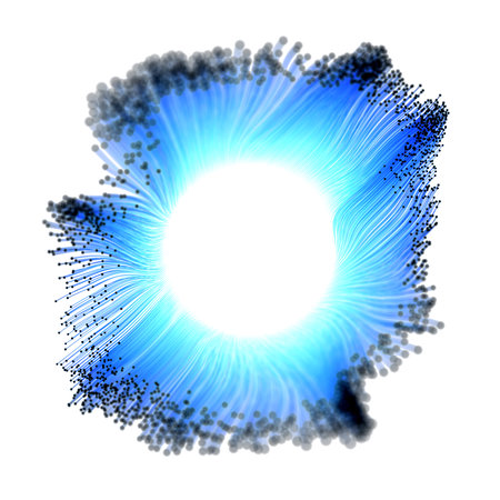 Flowing particles on white background. Illustration.の写真素材