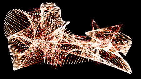 Frame of flying particles on black background. Illustration.の写真素材