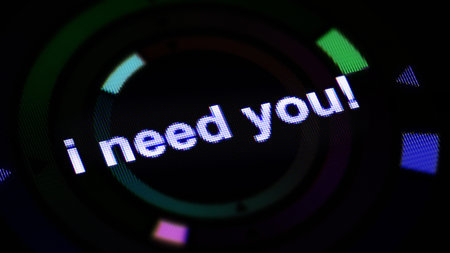 I need you! in the black display. 3D Illustration.の写真素材