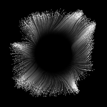 Flowing particles on black background. Illustration.の写真素材