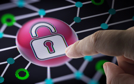 Lock icon in the screen. 3D Illustration.の写真素材