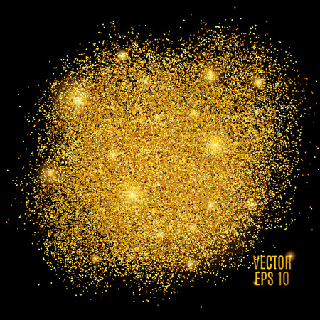 Gold sparkles on black background.のイラスト素材