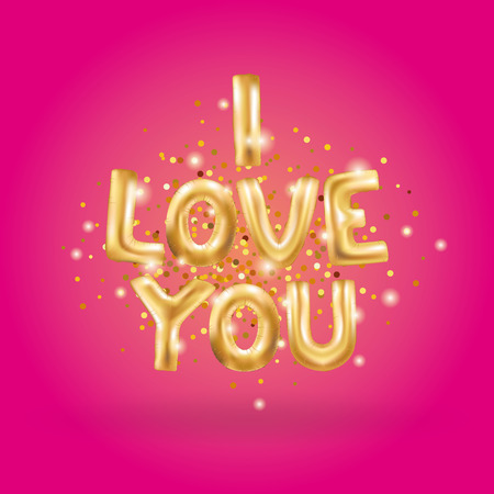 I love you gold balloonsのイラスト素材