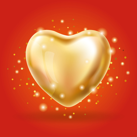 Heart Gold balloon on backgroundのイラスト素材