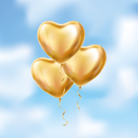 Heart Gold balloon on backgroundのイラスト素材