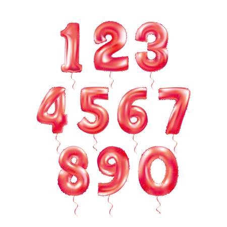 Metallic Red Letter Balloons 123のイラスト素材