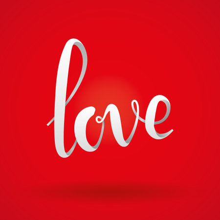 Love Red 3d Lettering Background Love Volume Script Logotype For