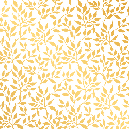 Flowers leaf gold seamless patternのイラスト素材