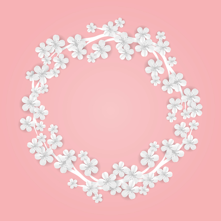 Happy Birthday sakura flower Frameのイラスト素材