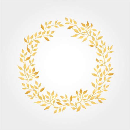 Gold Autumn leaves Background wreath. Autumn tree leaves. Gold leaf background banner, title, invitation. Golden leaf frame wedding, greeting cards, happy birthday, thank you, sale. Golden flyer, decorのイラスト素材