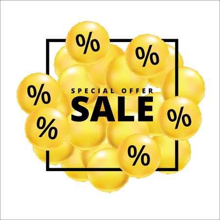 Sale balloons in yellow. Special offer balloon poster.のイラスト素材