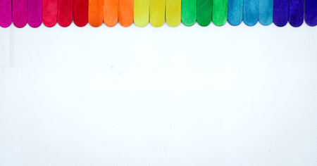House fence texture colorful or rainbow color on white background , copy space