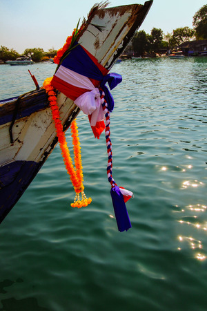 Flag ties on head of the boat.のeditorial素材