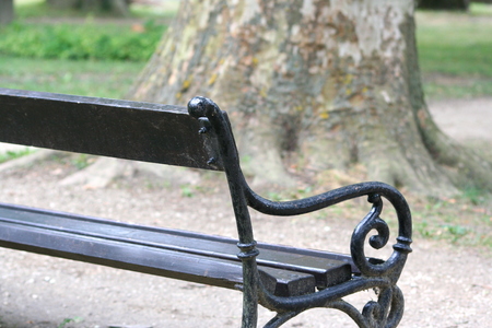 It's over ornate bench in the public park in Blatelepの写真素材