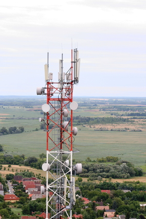 Transmission tower above Fonyodの写真素材