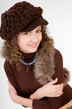 picture of beautiful woman in winter hatの写真素材