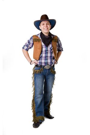 A man in a black cowboy hatの写真素材