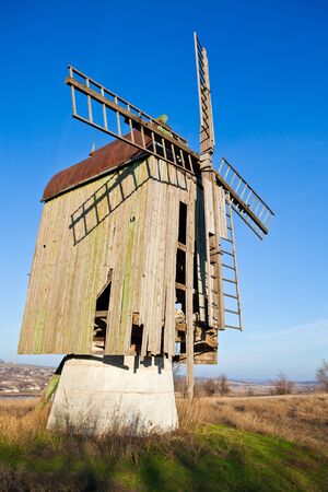 Wooden old windmillの写真素材