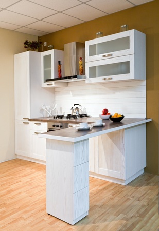 Vintage style kitchen counter with food preparationの写真素材