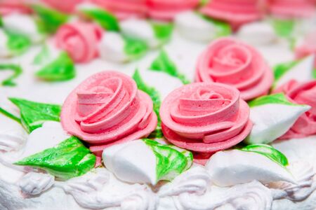 tasty cake with rosesの写真素材