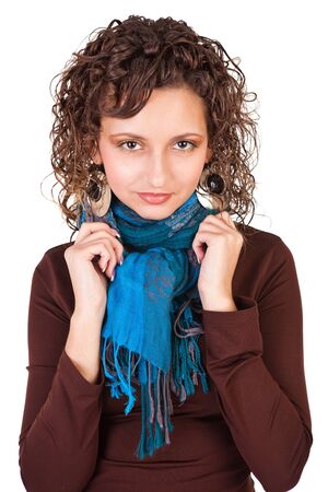 Beautiful girl on a white backgroundの写真素材