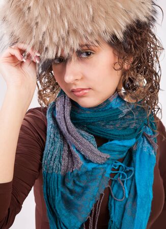 beautiful girl on a white backgroundの写真素材