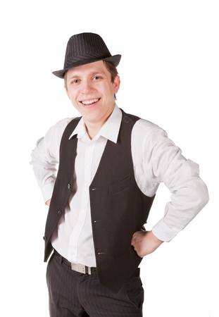 Handsome smiling man in retro style の写真素材
