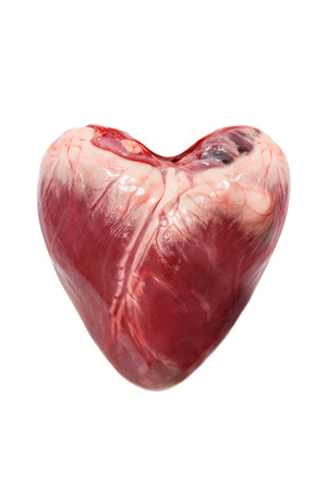 Raw pork heart isolated on a white backgroundの写真素材