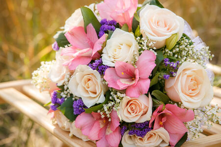 close up of wedding flower bouquetの写真素材